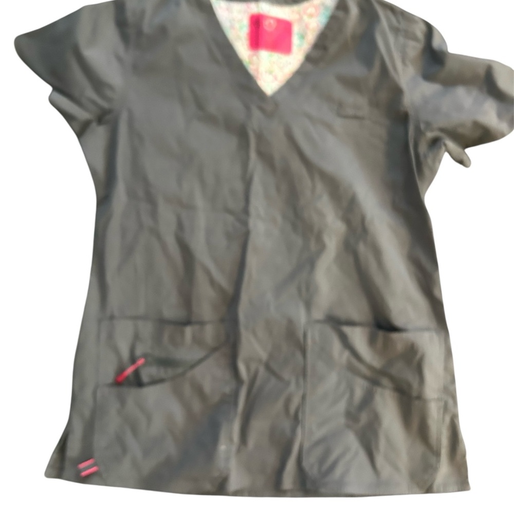 Charcoal V-Neck scrub top